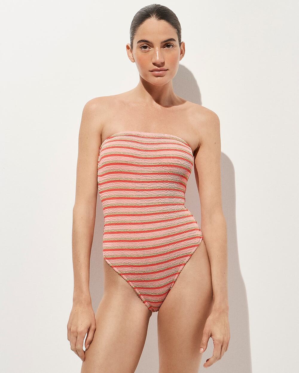 J.Crew Gemma bandeau scrunchie one-piece in metallic stripe 6